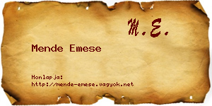 Mende Emese névjegykártya